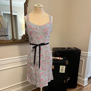 Nanette Lepore Black, White and Pink Embroidered Dress - Sz 8